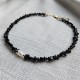 Natural Black Onyx Stone Chip Beads Choker Necklace with Freshwater Pearl