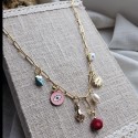 Link Chain Stainless Steel Golden Necklace With Charms