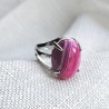 Natural Stone Pink Agate Adjustable Ring