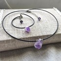 Simple Style Amethyst Stone Set, Necklace And Bracelet