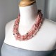 Multi Strand Pearl And Cherry Quartz Necklace