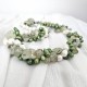Collar trenzado de perlas blancas y verdes y Cuarzo verde