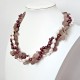 Multi Strands White And Purple Red Freshwater Pearl And Strawberry Quartz Twisted Necklace