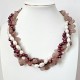 Multi Strands White And Purple Red Freshwater Pearl And Strawberry Quartz Twisted Necklace