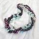 Multi Strands Dyed Freshwater Pearl And Amazon Stone Twisted Necklace