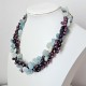 Multi Strands Dyed Freshwater Pearl And Amazon Stone Twisted Necklace