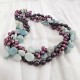 Multi Strands Dyed Freshwater Pearl And Amazon Stone Twisted Necklace