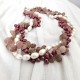 Multi Strands White And Purple Red Freshwater Pearl And Strawberry Quartz Twisted Necklace