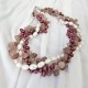 Multi Strands White And Purple Red Freshwater Pearl And Strawberry Quartz Twisted Necklace