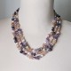 Collar de Amatista, Cuarzo "Strawberry" y Perlas