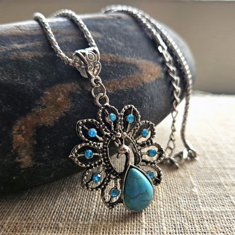 Collar Pavo real turquesa